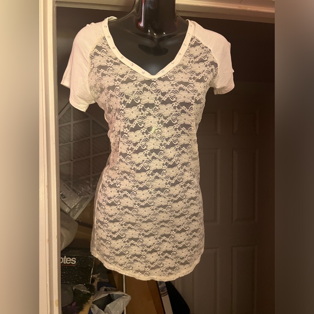 Vocal Sheer Lace Top Size Large